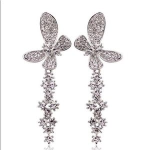 butterfly studded chandelier earrings